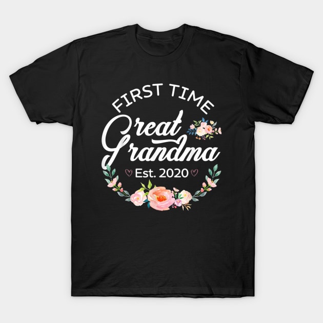 Womens Promoted to Great Grandma Est 2020 First Time Gift T-Shirt by sousougaricas